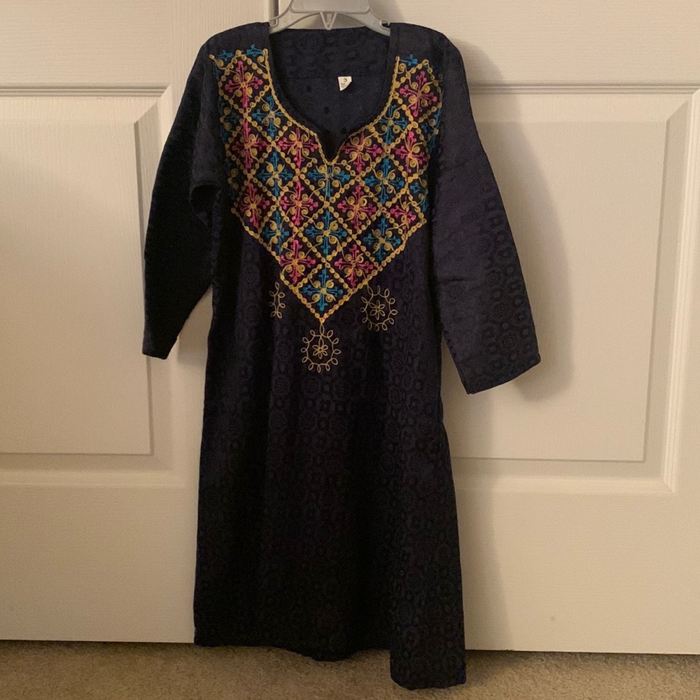 Kids Navy Abaya Long Traditional Dress Size 3 - Picture 1 of 7